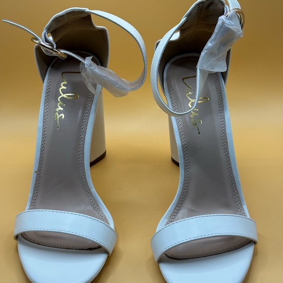 Lulu's Elegant White Ankle Strap Heels - Picture 1 of 6